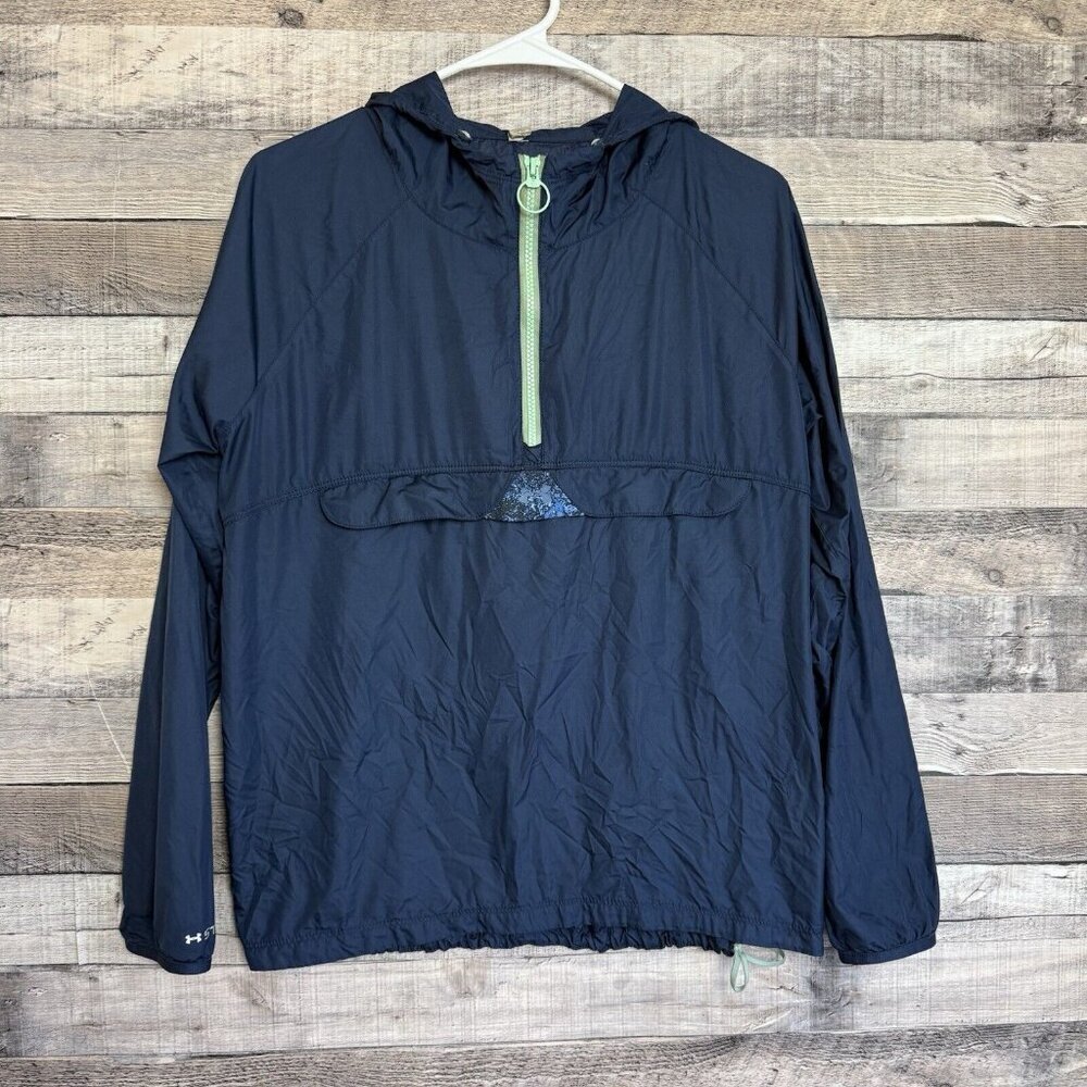 Under Armour Storm 1/4 Zip Athletic Running Packable Jacket Hoodie Small Blue
